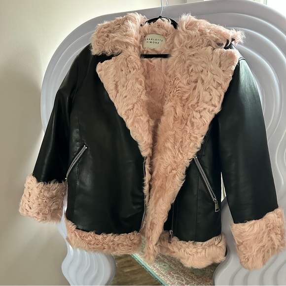 Charlotte Simone Bowie leather fur trim Jacket - Picture 3 of 8